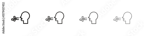 Breath icons in minimalistic thin line strokes designs
