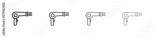 Blow dryer icons in minimalistic thin line strokes designs