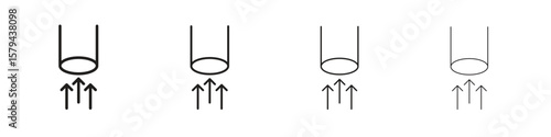 Air suction icons in minimalistic thin line strokes designs