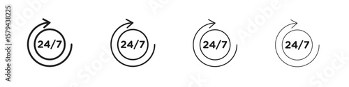 24 7 icons in minimalistic thin line strokes designs