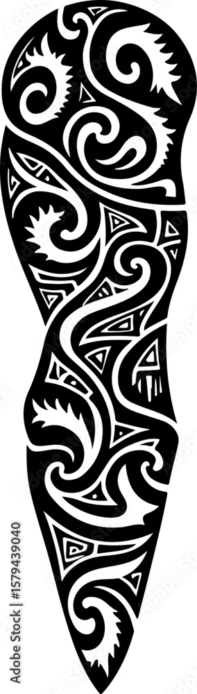 Fototapeta premium Polynesian Tribal Arm Tattoo – Maori Style Sleeve Design