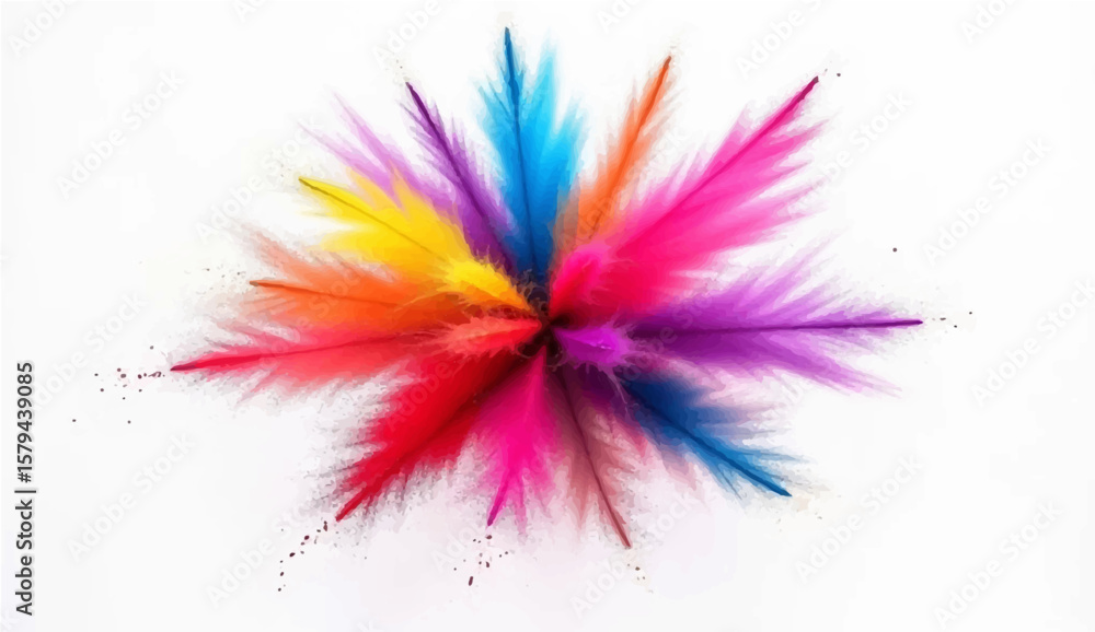 Fototapeta premium colorful rainbow holi paint color powder explosion isolated white wide panorama background By stockphoto-graf 