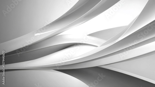 Abstract white layered paper fold waves with soft shadow depth