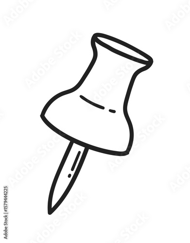 Vector illustration of a push pin object. Simple line art for education for office themes.