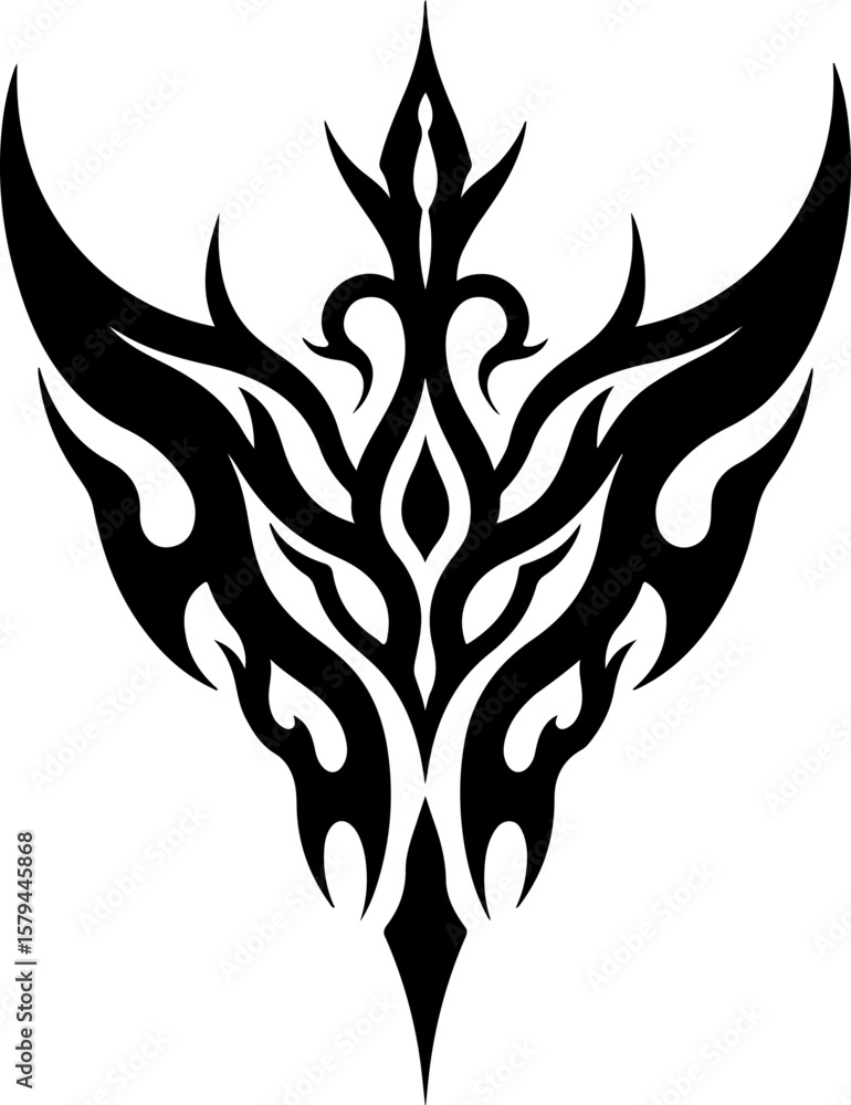 Naklejka premium Tribal Tattoo Set – Mythical Beast & Abstract Ink Art