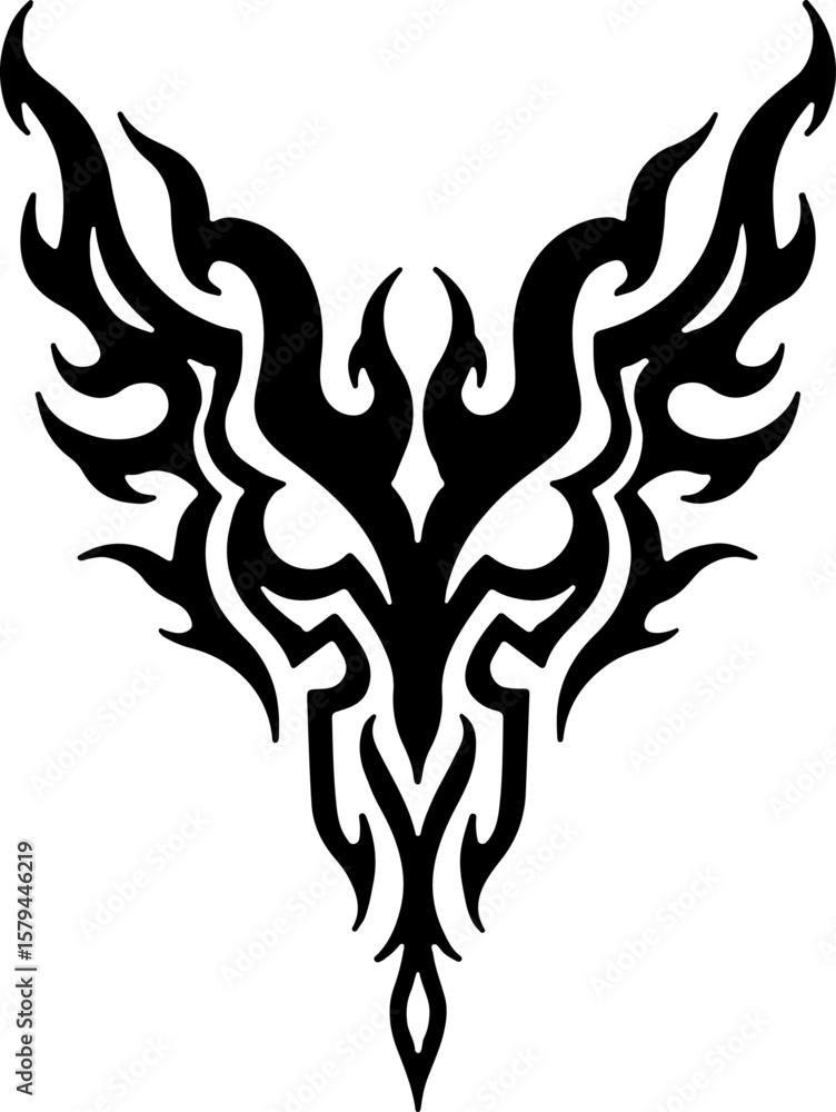 Naklejka premium Tribal Tattoo Set – Mythical Beast & Abstract Ink Art
