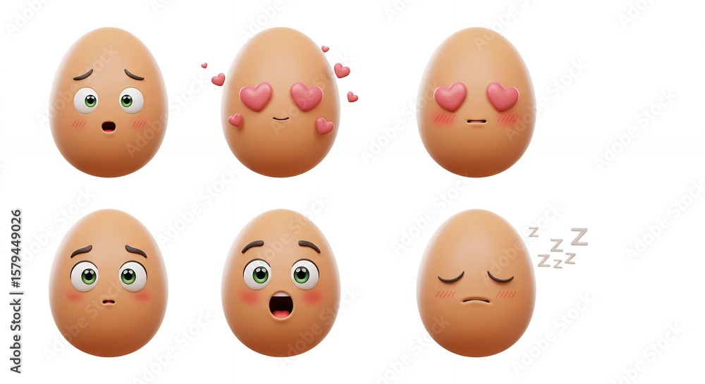 Fototapeta premium Cartoon eggs with diverse emotions