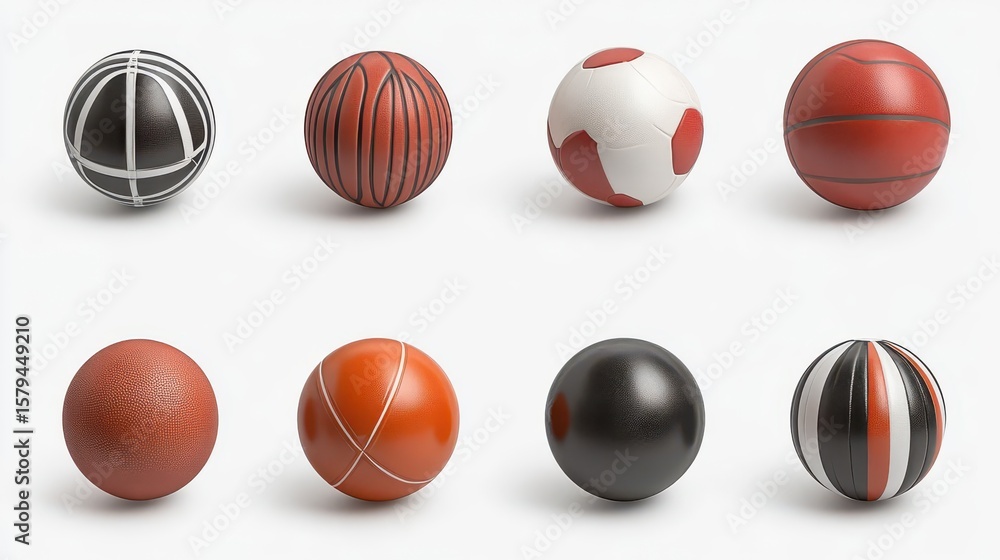 Fototapeta premium Sports Balls: 3D Render Collection