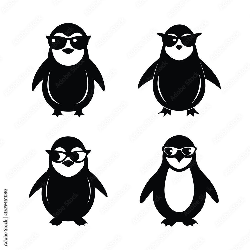 Fototapeta premium penguin cartoon silhouette