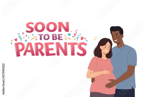 Couple expecting baby in a natural style, perfect for announcing pregnancy or gender reveal event invitations or social media posts.