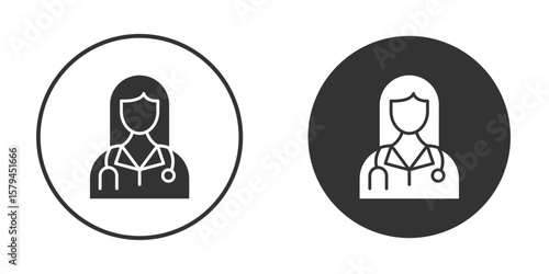 Woman Doctor icon design flat silhouette style