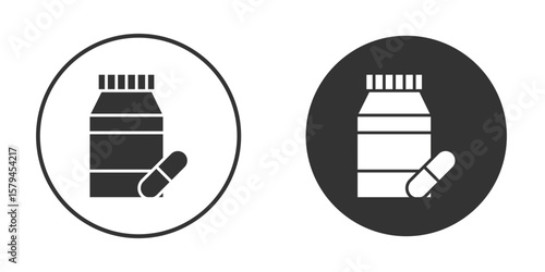 Medicine bottle icon design flat silhouette style