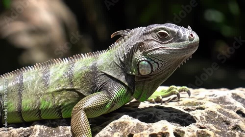Green Iguana on Rock