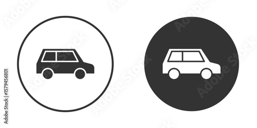 Compact car icon design flat silhouette style