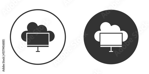 Cloud computing icon design flat silhouette style