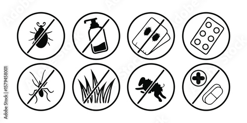 Extensive Lyme Disease Line Icon Set on transparent background