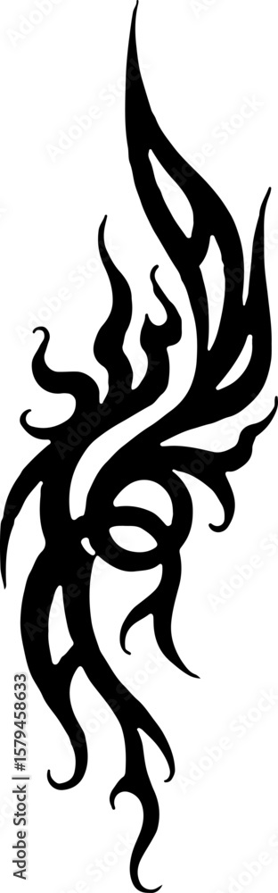 Obraz premium Dragon Tribal Tattoo Set – Mythical Beast & Abstract Ink Art