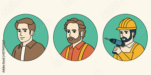 Diverse men professions icons icon png