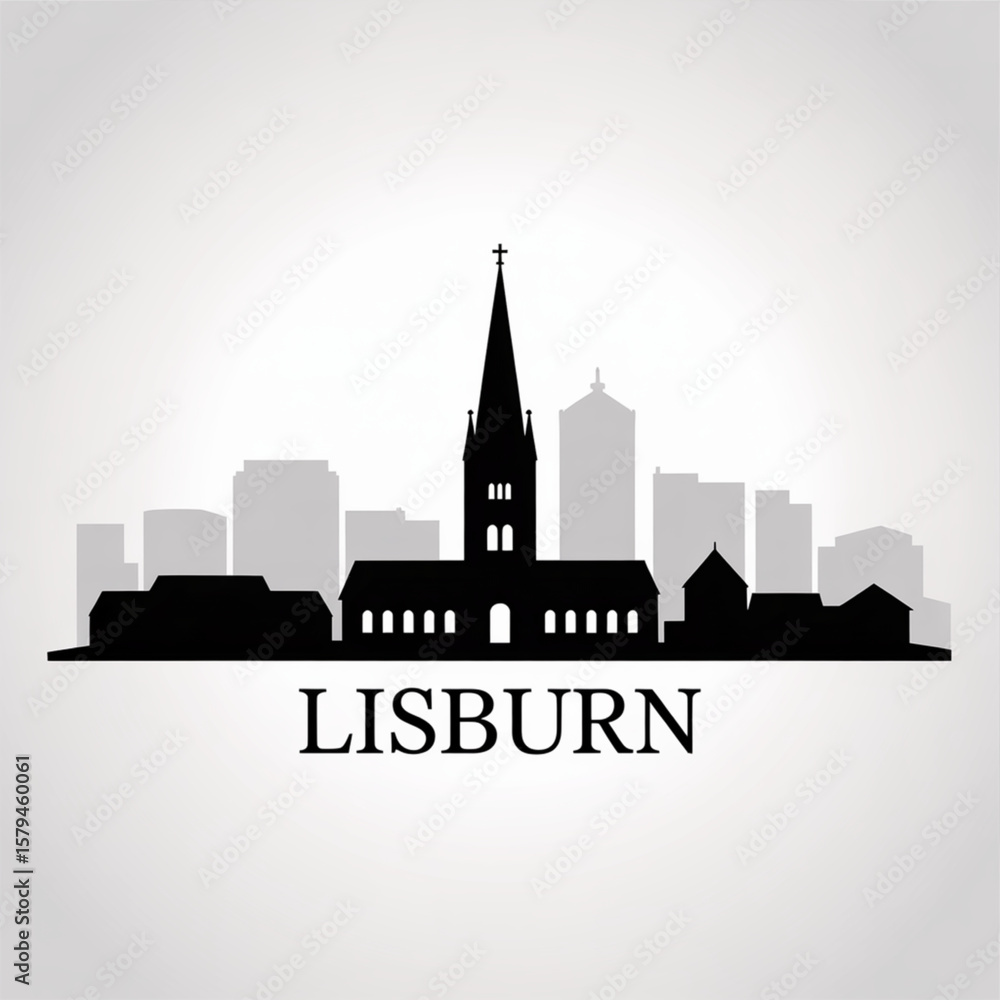 Fototapeta premium Lisburn Skyline Silhouette — Northern Ireland Heritage Vector Illustration