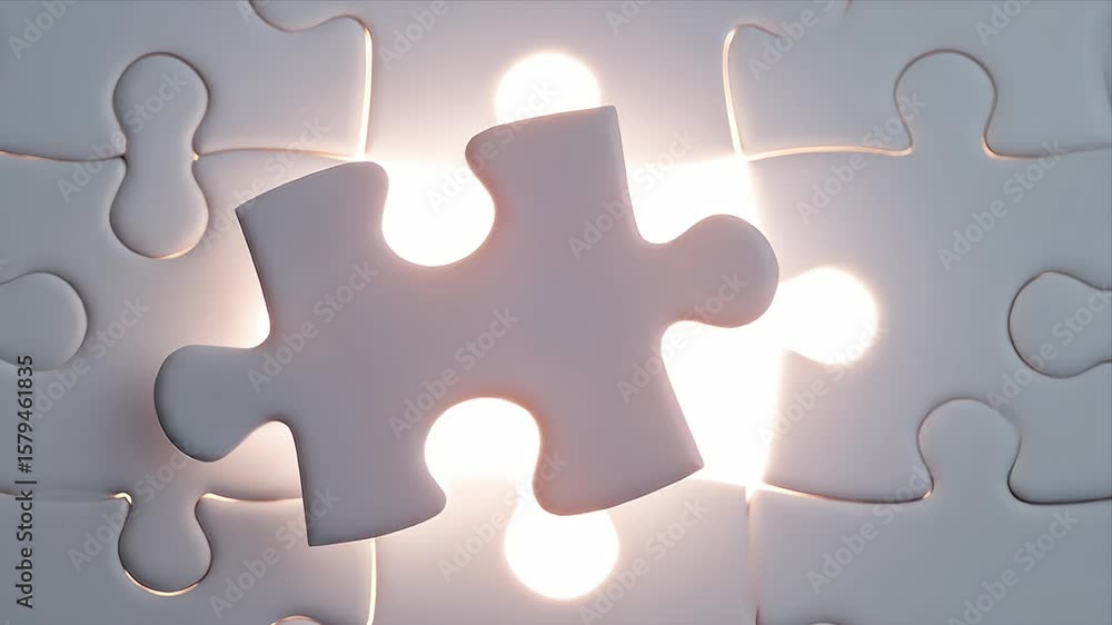 A glowing puzzle piece missing with light shining through the gap A glowing puzzle piece missing with light shining through the gap