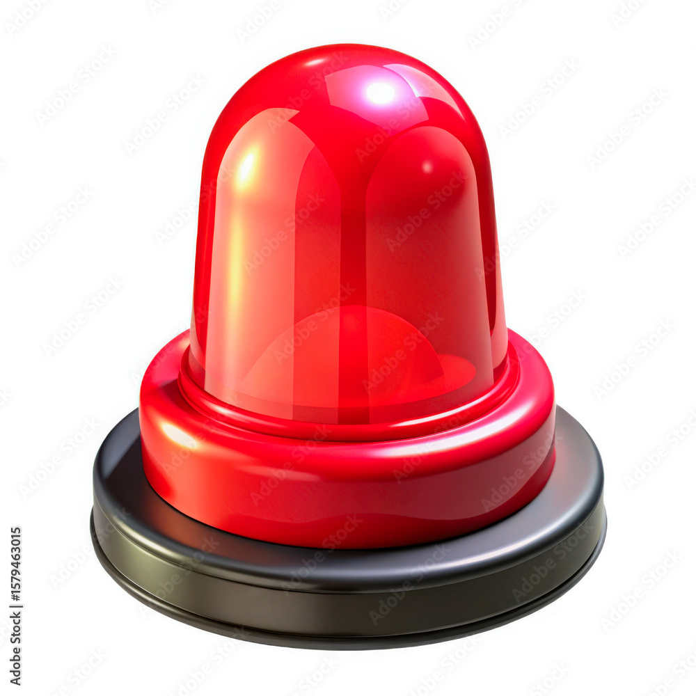 3 D Render of a Red Emergency Siren on Black Base Isolated on White Background alert warning 3 D Render of a Red Emergency Siren on Black Base Isolated on White Background alert warning