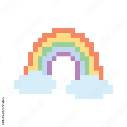 Cute Pixel Rainbow Pastel 8-Bit Vector Illustration for Game, Sticker, and Kids Design