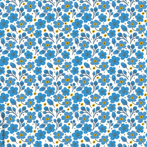 Wallpaper Mural Blue Floral Seamless Pattern. Decorative Textile Design Torontodigital.ca