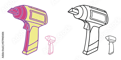 Yellow purple and black line art thermometers infrared
