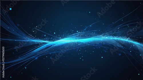 abstract blue glowing fiber optics background with bright bokeh light spots and abstract design


