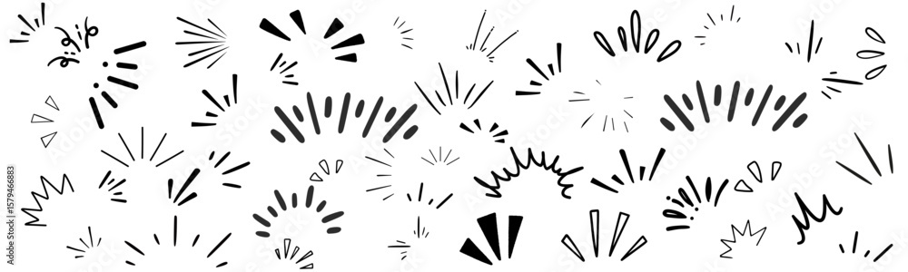 Fototapeta premium line sparkle vector set, comic style decorative lines, burst effects, and dynamic radial patterns in black for enhancing illustrations, comics, and graphic designs with energetic visual elements