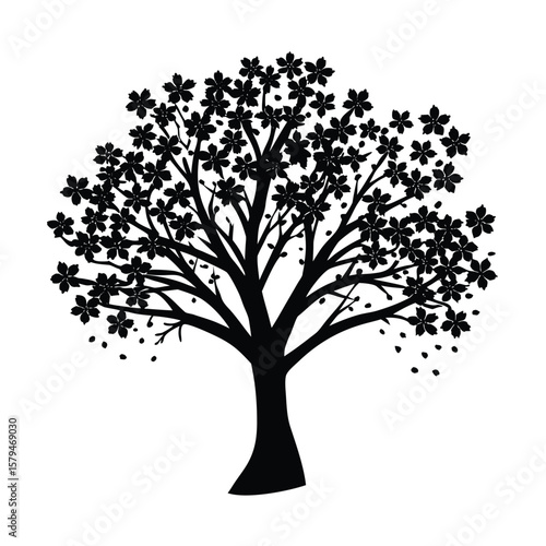 cheery blossom tree vector illustration
