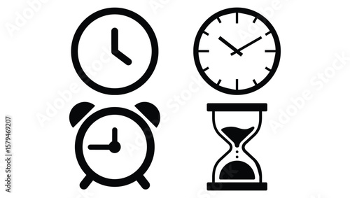 Vector Simple Clock Icon Illustration