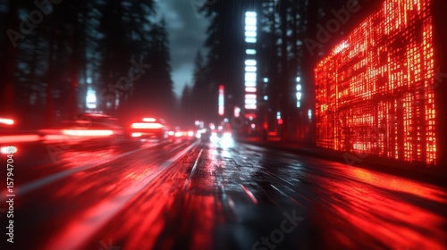 Cyberpunk City Rain: Digital Glow