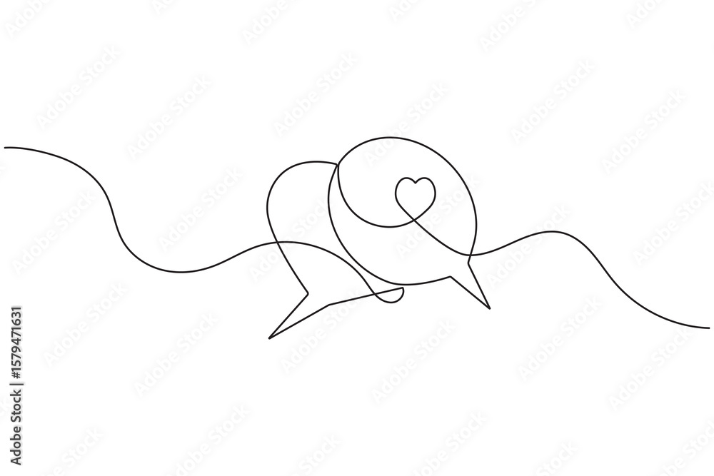 Obraz premium Continuous one line art drawing speech bubble square shape minimalist single line unique message chat and dialogue box vector illustration.