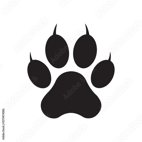  Simple black paw print icon symbol representing pets and animals leg sketch