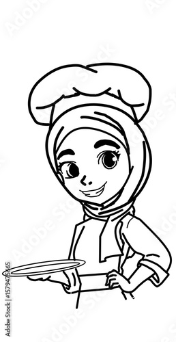 little girl chef with cake