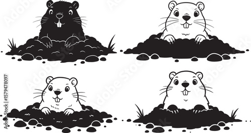 Groundhog With Ground And Stones silhouette