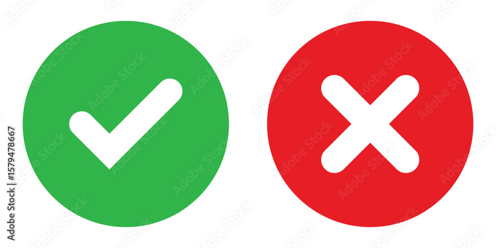 Fototapeta premium Check mark and cross mark icons