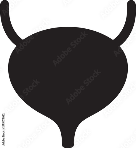 Bladder Icon in Black Silhouette Style for Medical or Anatomical Designs and Illustrations
