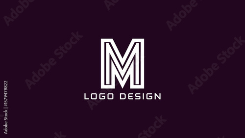 Modern M logo enclosed in a box-style frame with clean lines, ideal for personal brands, minimalist business logos, or tech startups.