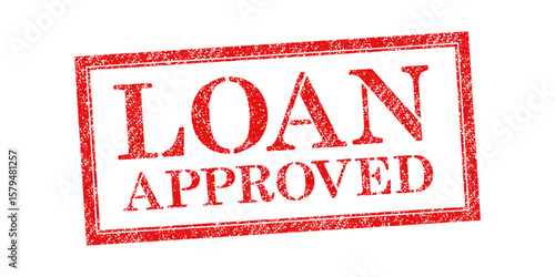 Vector red rubber stamp of Loan Approved isolated on white background.