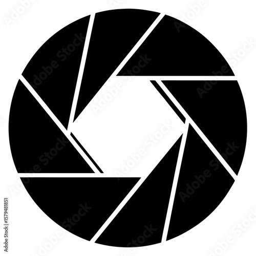 Camera aperture diaphragm abstract mechanical device silhouette vector illustration