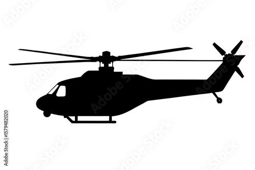 Helicopter aviation transport vehicle aircraft silhouette vector illustration