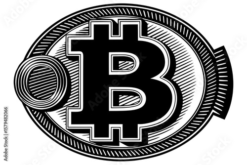 Bitcoin cryptocurrency digital currency coin vector silhouette illustration