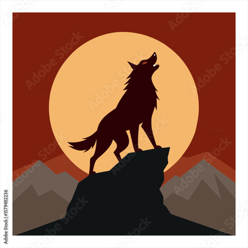 wolf howling at the moon