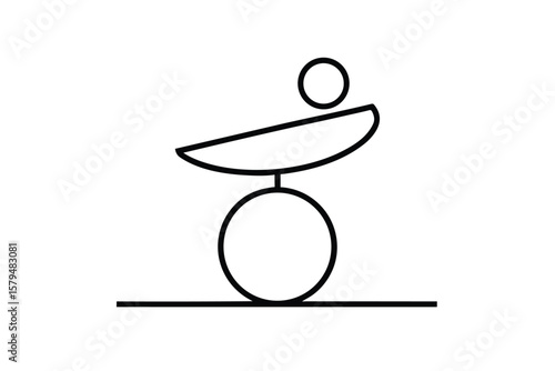 Abstract minimalist black line art composition of balanced geometric shapes on white background