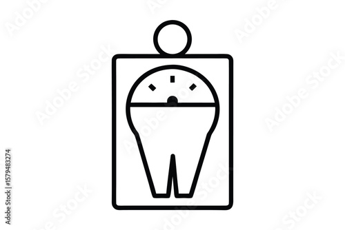 Stylized icon of a person on a scale representing weight loss or gain