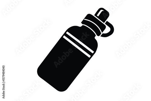 Simple black icon of a dropper bottle with a cap and loop