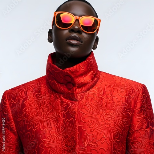 Red Floral Jacket and Sunglasses