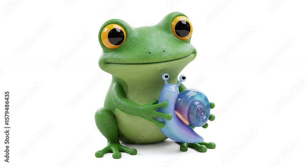 Obraz premium Cartoon frog and snail illustration